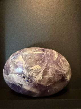 About 3 inch Polished Amethyst Palm Stone - Purple and White